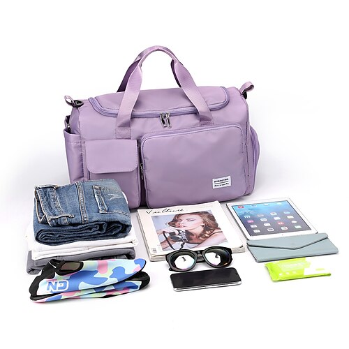

Men's Large Capacity Waterproof Sports Nylon Travel Bag Duffle Bag Zipper Solid Color Professional Outdoor Green Black Gray Purple