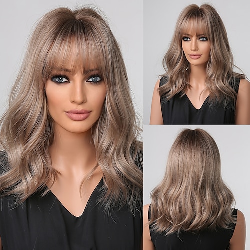 

Synthetic Wig Wavy With Bangs Machine Made Wig Medium Length A1 Synthetic Hair Women's Soft Party Easy to Carry Blonde Ombre / Daily Wear / Party / Evening