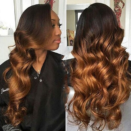 

Ombre Human Hair 13x4 Lace Front Wig Free Part Brazilian Hair Loose Wave Black Wig with Baby Hair Glueless Pre-Plucked For wigs for black women Long Human Hair Lace Wig