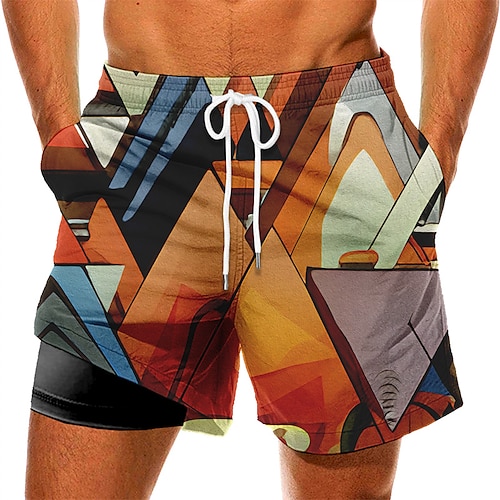 

Men's Swim Trunks Swim Shorts Quick Dry Board Shorts Bathing Suit with Pockets Compression Liner Drawstring Swimming Surfing Beach Water Sports Patchwork Summer / Stretchy