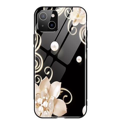 

Phone Case For Apple Classic Series iPhone 13 Pro Max 12 11 SE 2022 X XR XS Max 8 7 Bumper Frame Dustproof Four Corners Drop Resistance Flower Tempered Glass
