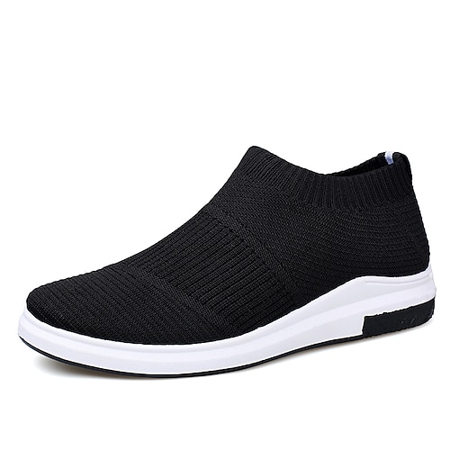 

Hombre Zapatos de taco bajo y Slip-On Casual Clásico Exterior Diario Malla Tela Elástica Negro y blanco Negro Primavera Verano