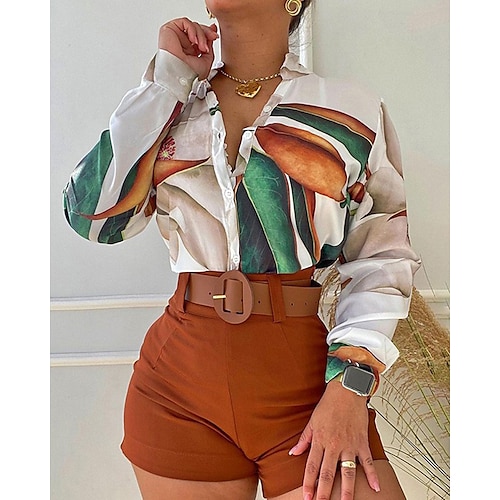 

Audrey Hepburn Retro Vintage 1950s Blouse / Shirt Masquerade High Waist Shorts Women's Costume Vintage Cosplay Party / Evening Long Sleeve Blouses Masquerade / Waist Belt / Waist Belt