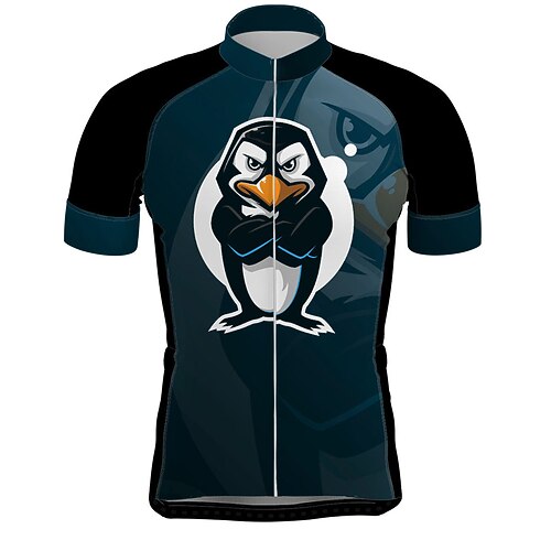 

21Grams Men's Cycling Jersey Short Sleeve Bike Jersey Top with 3 Rear Pockets Mountain Bike MTB Road Bike Cycling Breathable Quick Dry Moisture Wicking Reflective Strips Dark Blue Penguin Polyester