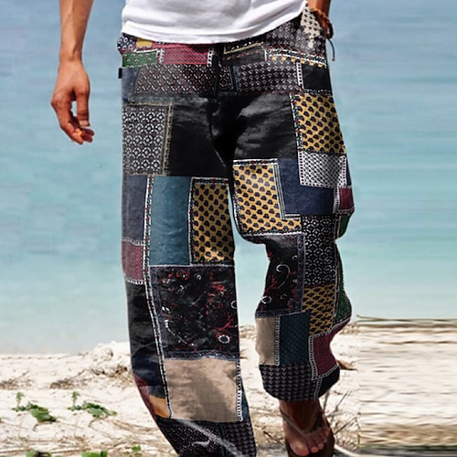 

Per uomo Pantaloni Pantaloni estivi cascante Pantaloni da spiaggia A cordoncino Vita elastica Pop art Collage Comfort Traspirante Giornaliero Spiaggia Di tendenza Semplice Nero Rosa Media elasticità