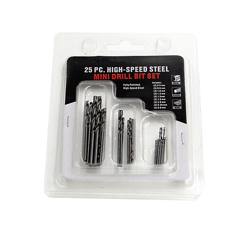 

25pcs Mini High Speed White Steel Twist Drill HSS Bit Set For Dremel Rotary Tool