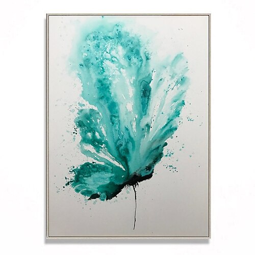 

Handmade Hand Painted Oil Painting Wall Art Abstract Light Green Feather Paintings Home Decoration Decor Rolled Canvas No Frame Unstretched