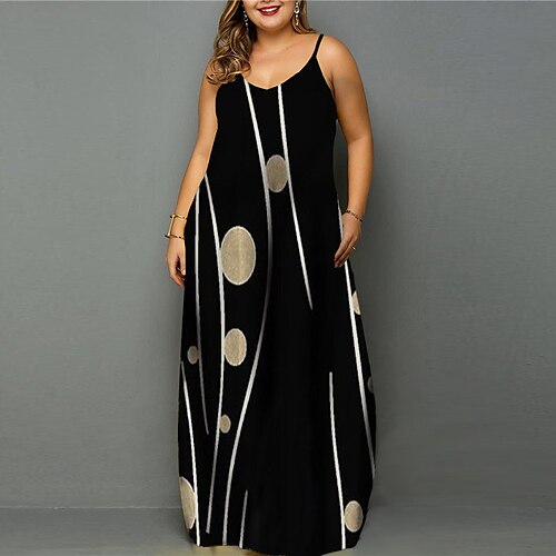 

Women's Plus Size Holiday Dress Floral Crew Neck Print Sleeveless Spring Summer Casual Maxi long Dress Daily Vacation Dress