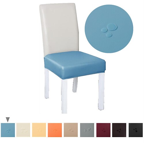 

PU Chair Seat Covers Slipcovers Dining Room Chair Cushion Protector Stretch Removable Washable Waterproof for Kitchen Hotel Banquet Party Ceremony Decorations