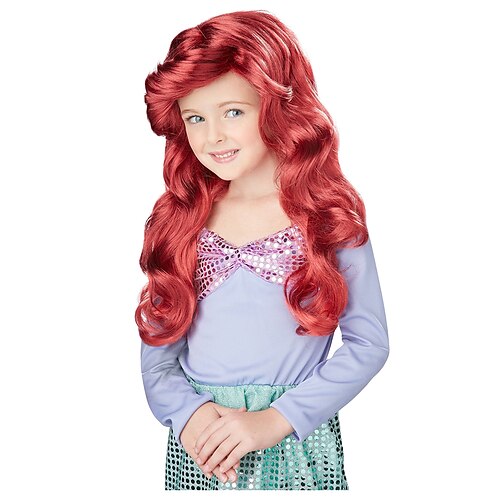 

Mermaid Curly With Bangs Wig Long Synthetic Hair Girls' Cosplay Party Fashion Red Wig
