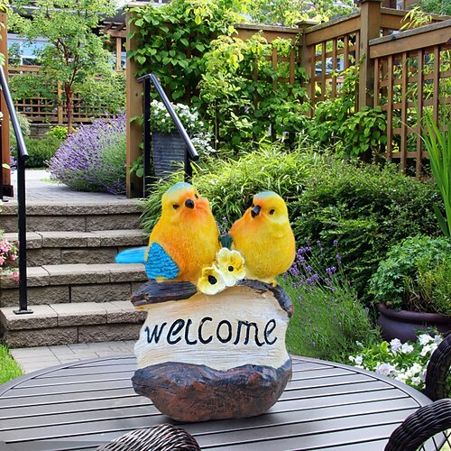 

Creative Front Door Greeting Statue Oriole Bird Garden Decor Creative Simulation Birds Figurines Welcome Housewarming Gift Resin Ornament Bonsai Decoration