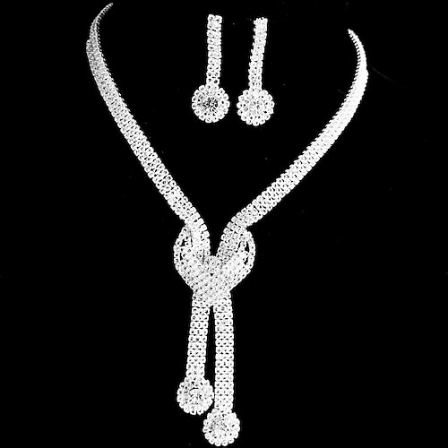 

Bridal Jewelry Sets Two-piece Suit Imitation Diamond 1 Necklace Earrings Women's Classic Sweet Lovely Classic Love Precious Jewelry Set For Wedding Gift