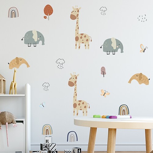 

Animals Wall Stickers DIY Cartoon Giraffe Elephant Bear Wall Decals for Kids Rooms Baby Bedroom Home Decoration