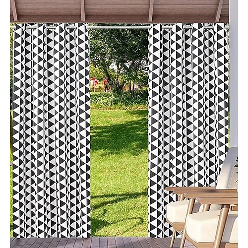 

Waterproof Indoor/Outdoor Curtains for Patio Thick Privacy Grommet Curtains for Bedroom, Living Room, Porch, Pergola, Cabana, 1 Panel