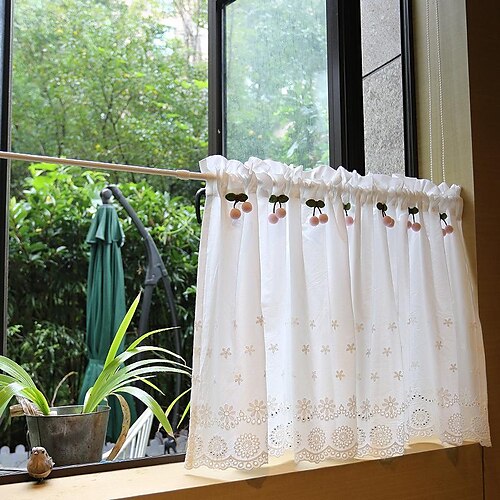 

Valance Rod Pocket Tier White Curtain Farmhouse, Kitchen Living Room Window Tier Curtain Farmhouse,Door Curatin, Girls Bedroom Cascade