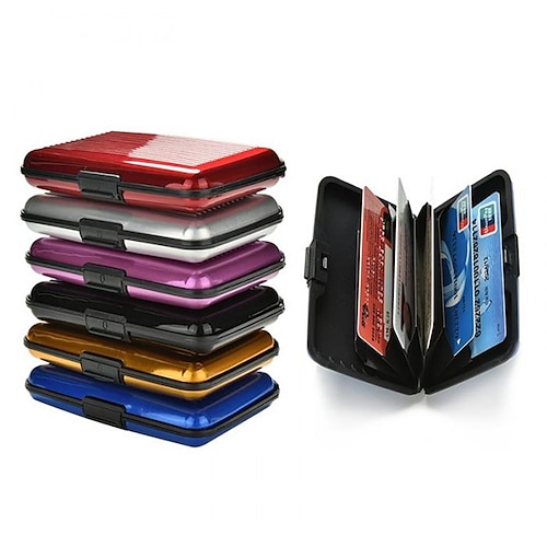 

Men Aluminum Bank Card Holder Blocking Hard Case Wallet Solid Credit Card Anti-RFID Scanning Protect Card Holder