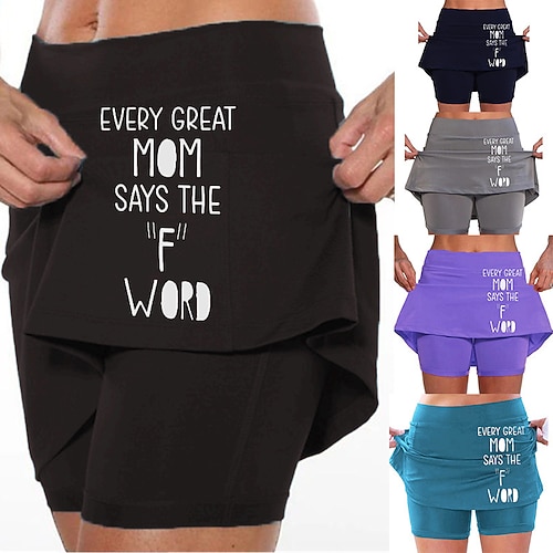 

Women's Tennis Skirts Yoga Skirt 2 in 1 Quick Dry High Waist Yoga Fitness Gym Workout Bottoms Black Gray Purple Sports Activewear Stretchy Skinny / Athletic / Athleisure