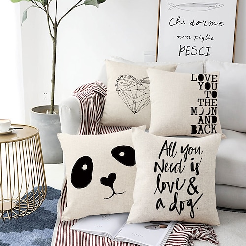 

Panda Double Side Cushion Cover 4PC Soft Decorative Square Throw Pillow Cover Cushion Case Pillowcase for Bedroom Livingroom Superior Quality Machine Washable Indoor Cushion for Sofa Couch Bed Chair
