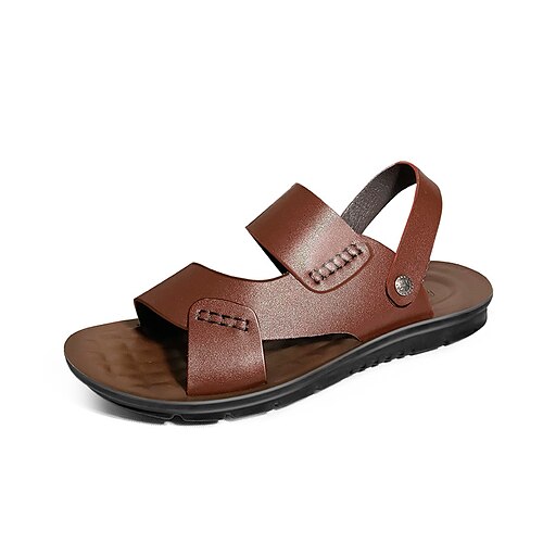 

Men's Sandals Flat Sandals Dad Shoes Casual Daily PVC Black Coffee Spring Summer