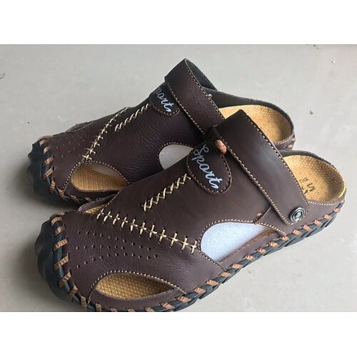 

Men's Sandals Flat Sandals Slingback Sandals Casual Athletic Walking Shoes PU Light Brown Dark Brown Black Summer