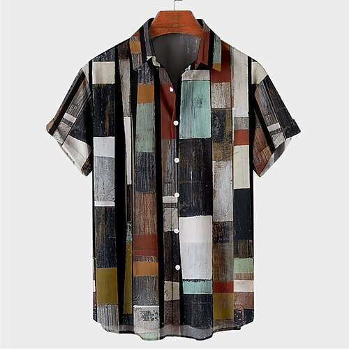 

Kids Boys Shirt Short Sleeve 3D Print Color Block Button Gray Children Tops Spring Summer Active Fashion Daily Daily Outdoor Regular Fit 3-12 Years