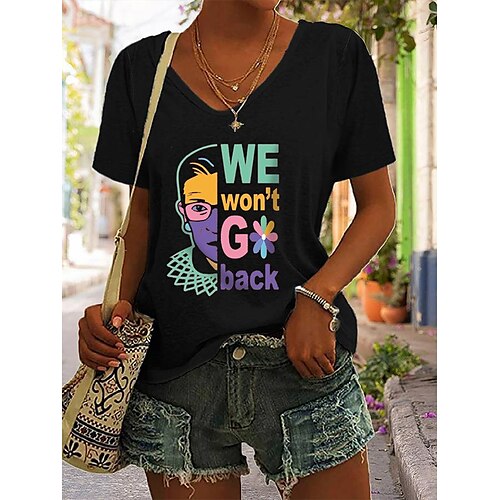 

Women's We Won't Go Back Roe v Wade Print Casual T-Shirt