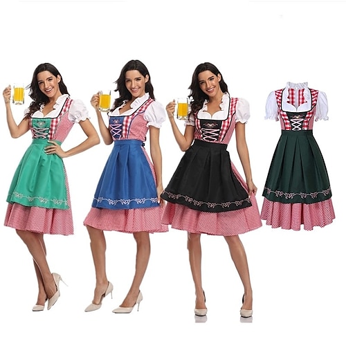 

Oktoberfest / Beer Cosplay Costume Adults' Women's Dress Oktoberfest Beer Masquerade Festival / Holiday Polyster Green / Blue / Dark Green Women's Easy Carnival Costumes Solid Color / Apron / Apron