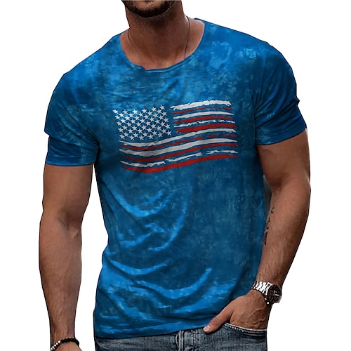 

Men's Unisex T shirt Tee Graphic Prints National Flag Crew Neck Blue 3D Print Outdoor Street Short Sleeve Print Clothing Apparel Sports Designer Casual Big and Tall / Summer / Summer