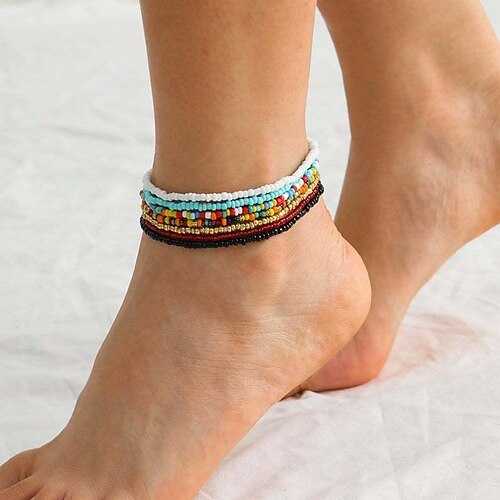 

amazon hot selling new bohemian anklet colored rice beads handmade beaded anklet personality creative anklet