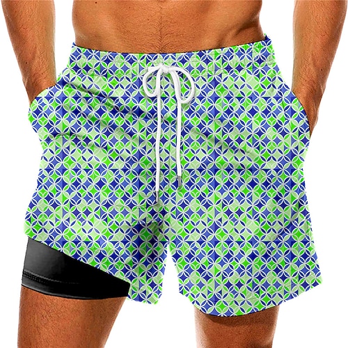 

Men's Swim Trunks Swim Shorts Quick Dry Board Shorts Bathing Suit Compression Liner with Pockets Drawstring Swimming Surfing Beach Water Sports Printed Spring Summer
