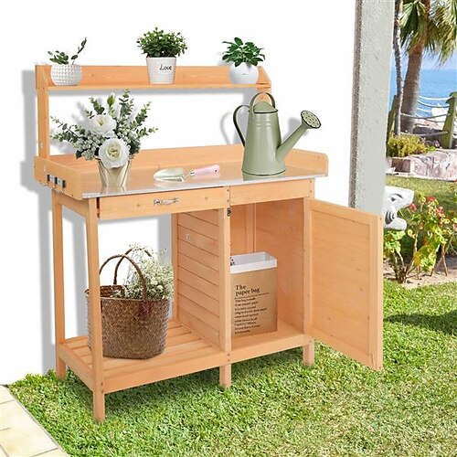 

Garden Workbench With Drawers And Cabinets