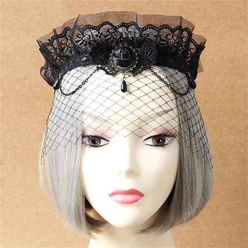 

pizzo corona fascia velo retrò esagerata maschera a rete mascherata gioielli testa sexy