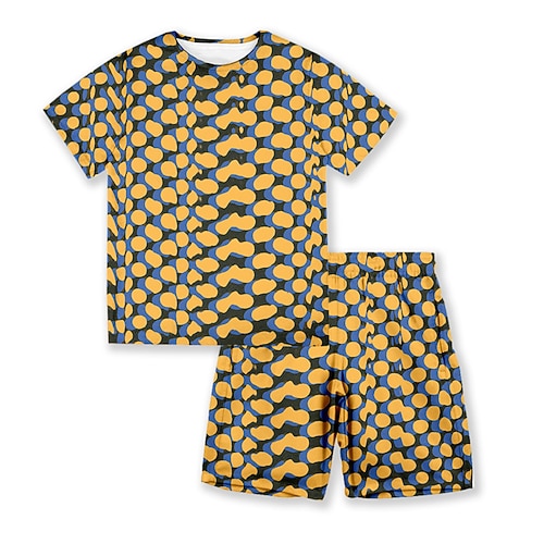 

Kids Boys T-shirt Shorts Clothing Set 2 Pieces Short Sleeve Yellow Graphic Patterned Crewneck Print Street Sports Vacation Fashion Comfort Cool Daily 3-13 Years
