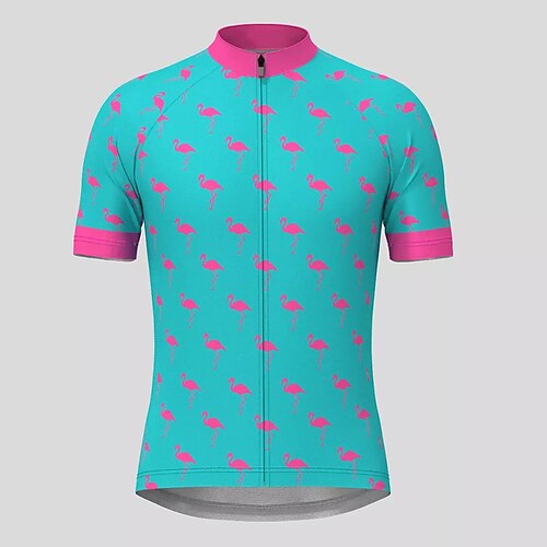 

21Grams Men's Cycling Jersey Short Sleeve Bike Top with 3 Rear Pockets Mountain Bike MTB Road Bike Cycling Breathable Quick Dry Moisture Wicking Reflective Strips Black Blue Flamingo Polyester Spandex
