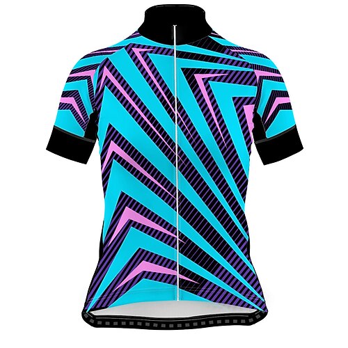 

21Grams Women's Short Sleeve Cycling Jersey Bike Jersey Top with 3 Rear Pockets Mountain Bike MTB Road Bike Cycling Breathable Quick Dry Moisture Wicking Blue Stripes Spandex Polyester Sports