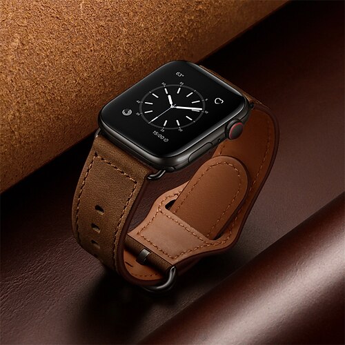 

1PC Smart Watch Band Compatible with Apple iWatch Series 8 7 6 5 4 3 2 1 SE Leather Loop for iWatch Smartwatch Strap Wristband Genuine Leather Adjustable Breathable Rugged