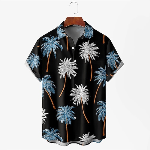 

Men's Shirt Print Floral Turndown Street Daily Button-Down Print Short Sleeve Tops Casual Fashion Breathable Comfortable Black