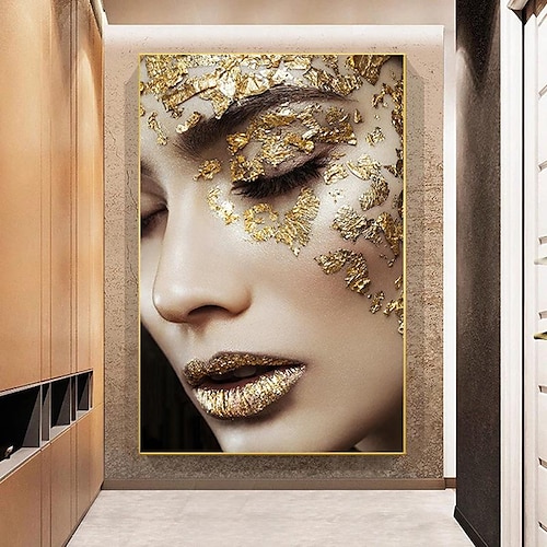 

1 Panel People Prints Posters/Picture Gold Woman Modern Wall Art Wall Hanging Gift Home Decoration Rolled Canvas No Frame Unframed Unstretched Multiple Size