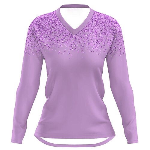 

21Grams Women's Long Sleeve Cycling Jersey Downhill Jersey Bike Jersey Top with 3 Rear Pockets Mountain Bike MTB Road Bike Cycling Breathable Quick Dry Moisture Wicking Purple Dot Spandex Polyester