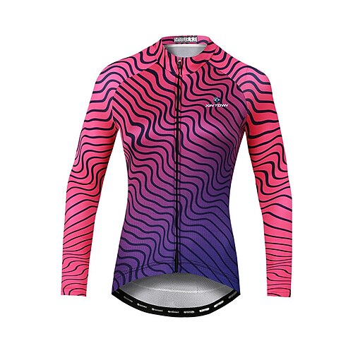 

21Grams Women's Cycling Jersey Long Sleeve Bike Jersey Top with 3 Rear Pockets Mountain Bike MTB Road Bike Cycling Sunscreen Fast Dry Breathable Quick Dry Black Rosy Pink Dark Navy Polyester Spandex