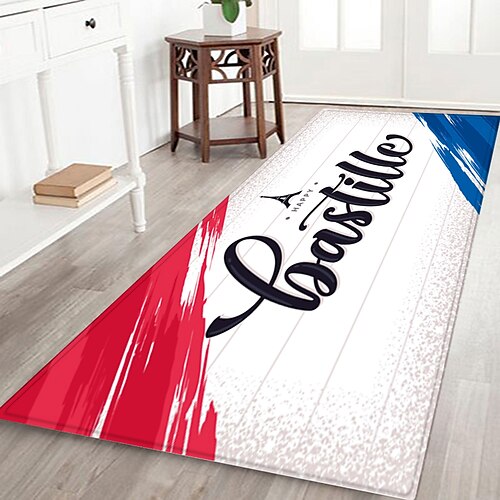 

French National Day Collection Happy Hell Day Flannel Fabric Printed Home Entrance Mattress Bathroom Mattress Mattress