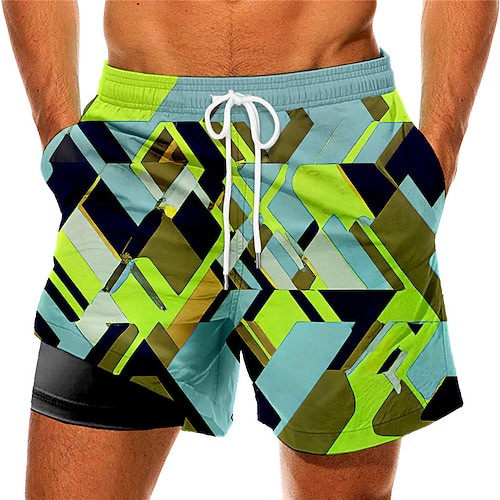 

Men's Swim Trunks Swim Shorts Quick Dry Board Shorts Bathing Suit Compression Liner with Pockets Drawstring Swimming Surfing Beach Water Sports Printed Spring Summer