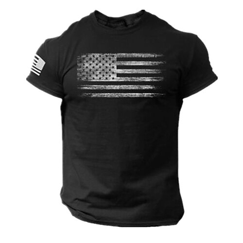 

Men's T shirt Tee American Flag Crew Neck Street Casual Short Sleeve Tops Fashion Streetwear Muscle Green Black Blue