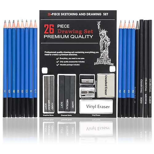 

Woodcase Lead Pencils Drawing Pencils 5H 2H HB Sketch Professional Numbered Black Plastic Wood Metal Pencils 26 for Kids Art Drawing Drafting Sketching & Shading