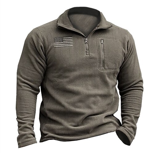 

Men's Sweatshirt Pullover Gray Crew Neck Polo Collar Graphic Print National Flag Zipper Casual Streetwear Vintage Designer Casual Winter Clothing Apparel Hoodies Sweatshirts Long Sleeve