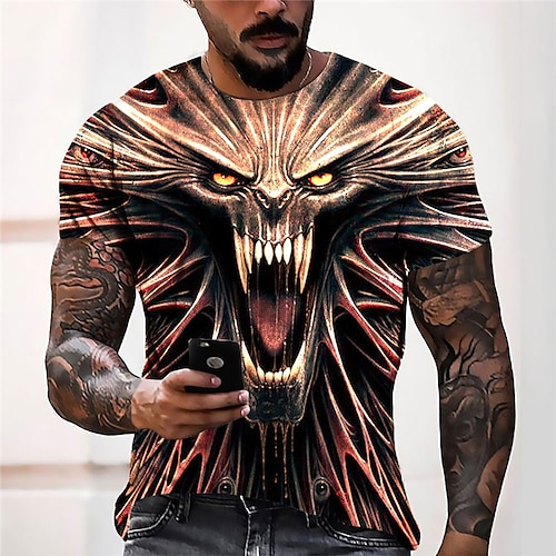 

Men's Unisex T shirt Tee Graphic Prints Monster Crew Neck Brown 3D Print Outdoor Street Short Sleeve Print Clothing Apparel Sports Designer Casual Big and Tall / Summer / Summer