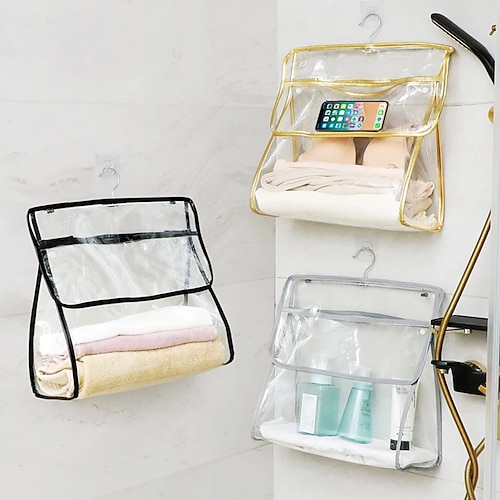 

Waterproof Hanging Storage Bag Reusable Bathroom Student Toilet Wall Mounted Clothes Toy Travel Transparent Packaging