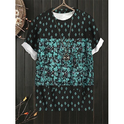 

Women's Plus Size Tops T shirt Tee Floral Print Short Sleeve Crewneck Streetwear Daily Sports Cotton Spandex Jersey Spring Summer Blue Purple