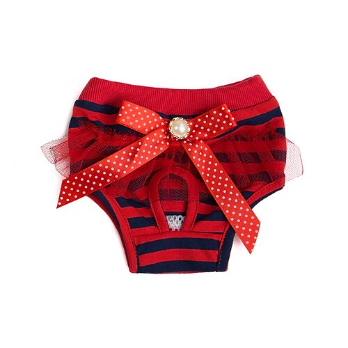 

Dog Cat Pants Stripes Bowknot Fashion Cute Party Dailywear Dog Clothes Puppy Clothes Dog Outfits Breathable Blue Yellow Red Costume for Girl and Boy Dog Cotton S M L XL