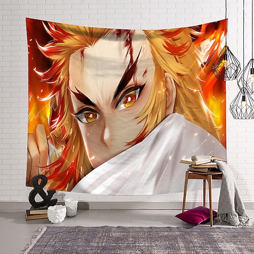 

Demon Slayer Anime Wall Tapestry Art Decor Blanket Curtain Hanging Home Bedroom Living Room Decoration Polyester